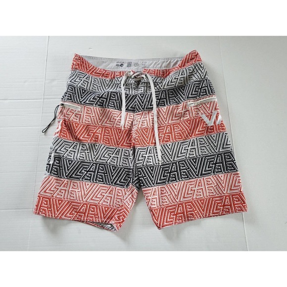 RVCA Swim Trunks Mens 34 Striped Bathing Suit Board Shorts Multicolor - Picture 1 of 10